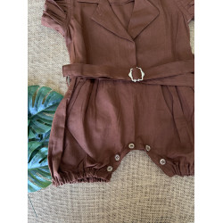 Tan Brown Unisex Baby Playsuit 
